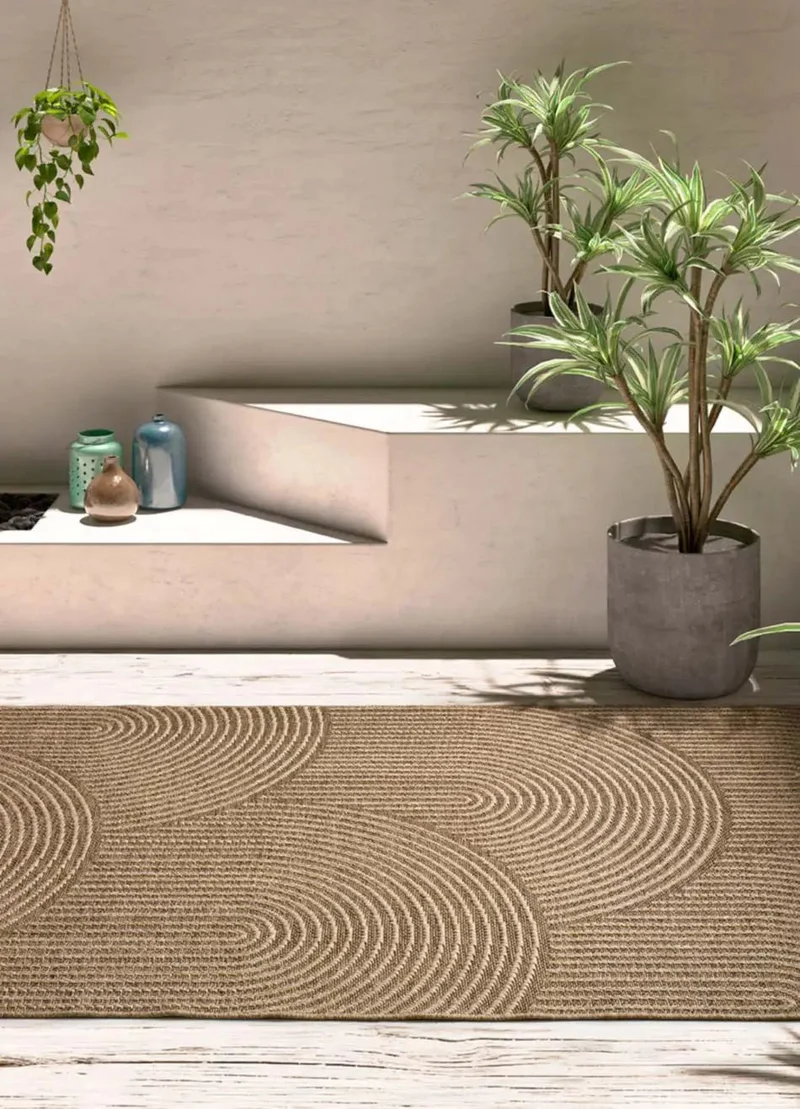 Acra 5042 geometric style jute effect rug in natural color