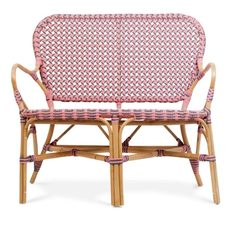 Verona 2-seater sofa in pink and grey rattan
