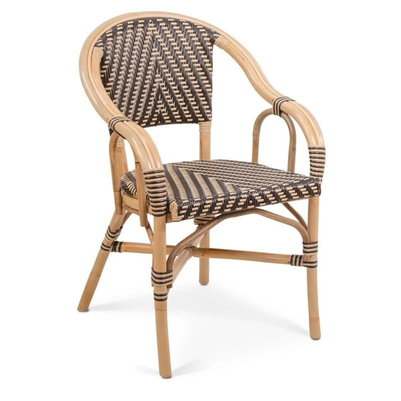Denis armchair in brown rattan