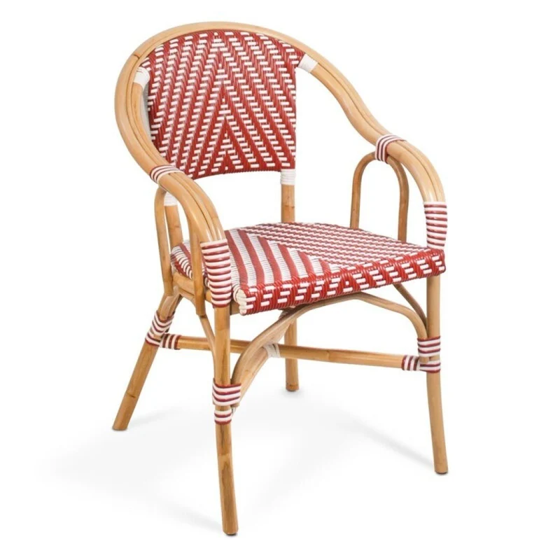 Denis armchair in burgundy rattan