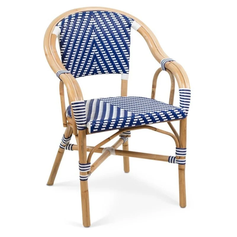 Denis armchair in blue rattan