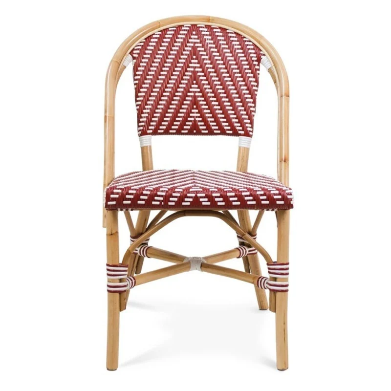 Nicole chair in burgundy and beige rattan