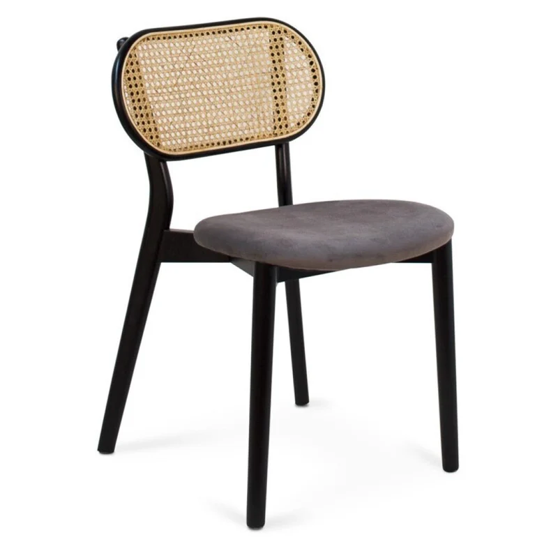 Elsa chair, black, upholstered seat