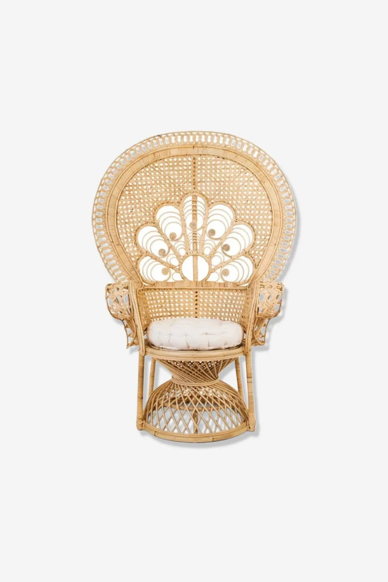 Emmanuelle armchair in natural rattan with cushion