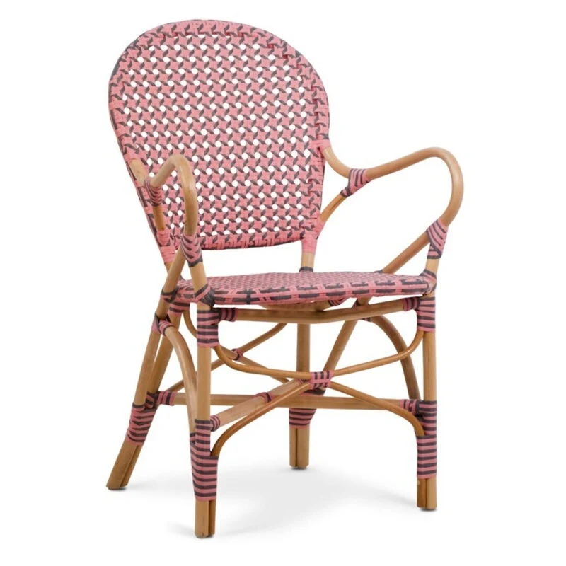 Verona armchair in pink and grey rattan
