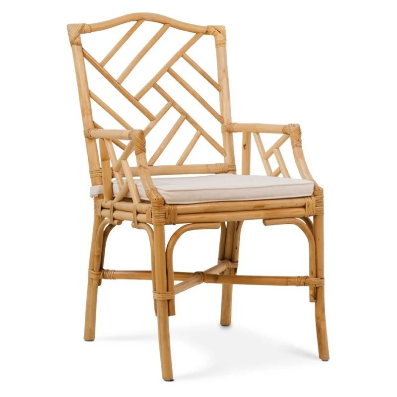 Rombo armchair in natural rattan with cushion