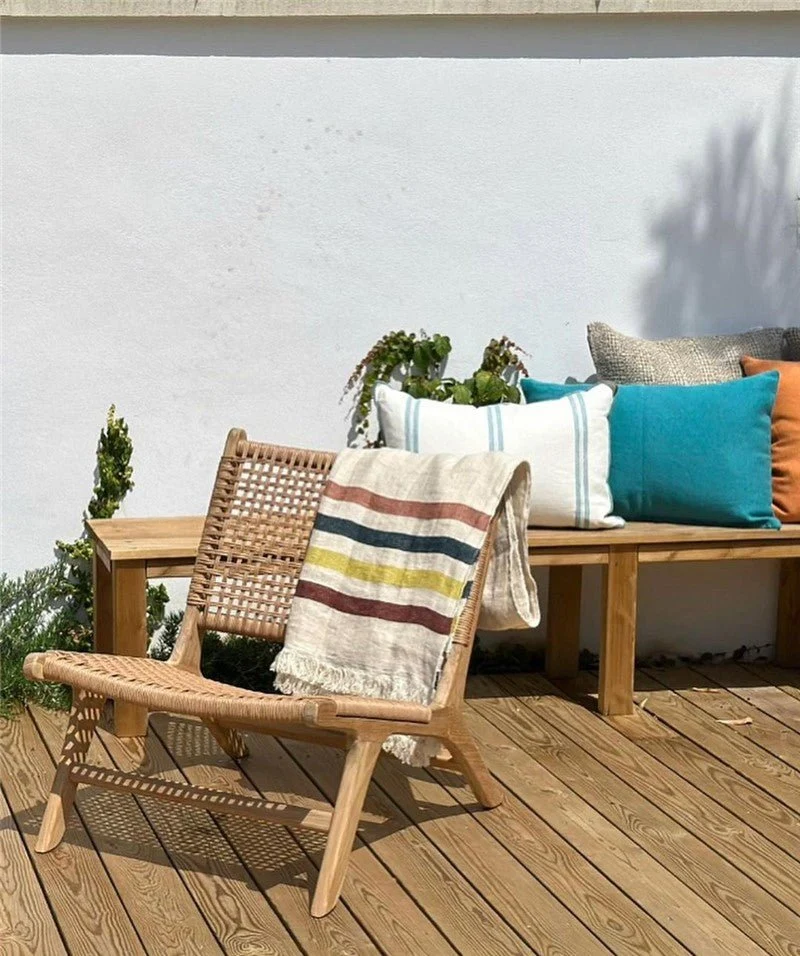 Relax armchair in teak and synthetic fibre
