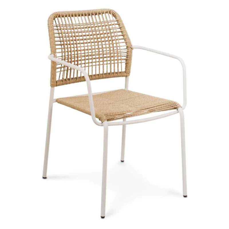 Lucca steel armchair, white