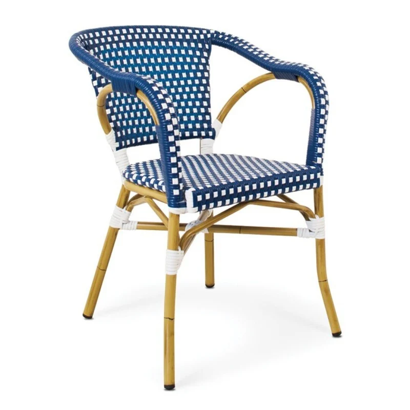 Rivoli aluminium armchair, blue and white