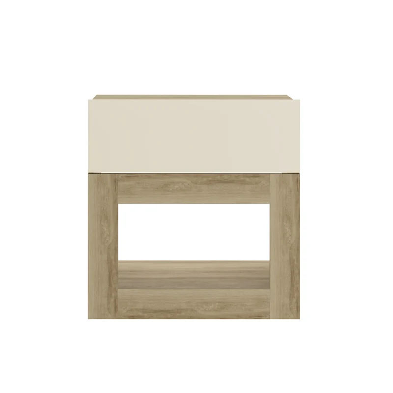 Combo Cama Doble Vallarta Eurolino Marfil + Colchon Lexus Deluxe Pt + Nochero Broadway Natural Off White