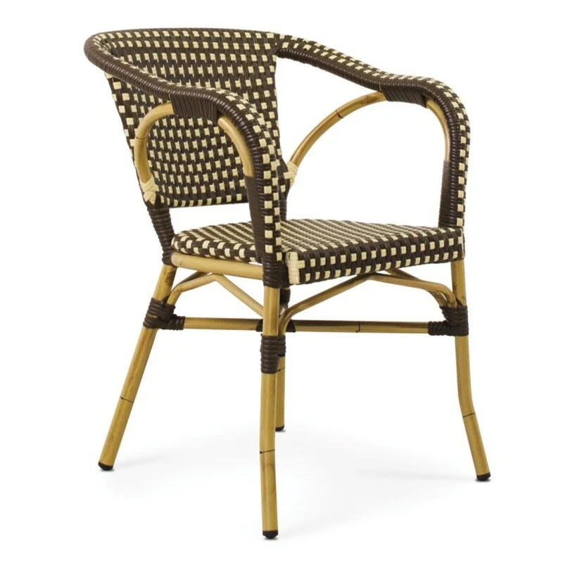Rivoli aluminium armchair, brown and cream