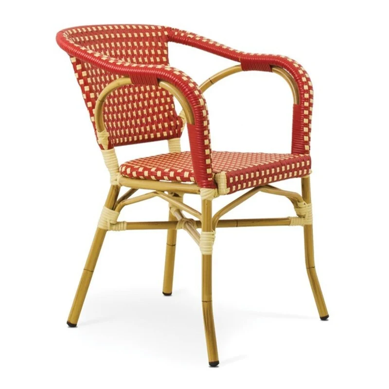 Rivoli aluminium armchair, red and cream