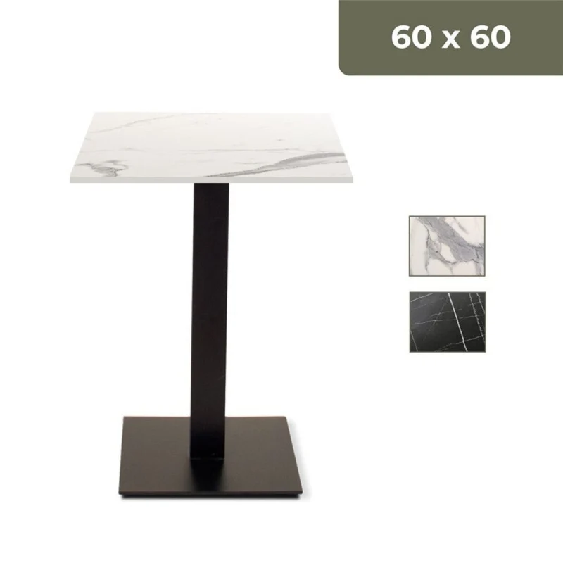 Compact table top, gloss marble finish, 60x60 cm