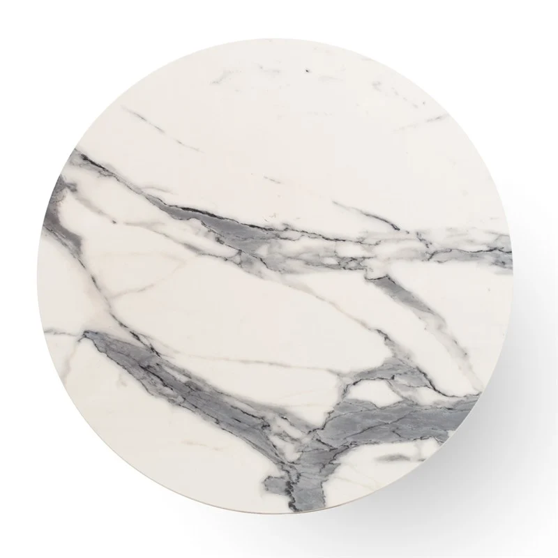 Compact table top, gloss marble finish, Ø60 cm