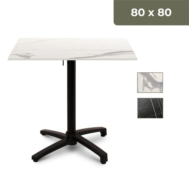 Compact table top, gloss marble finish, 80x80 cm