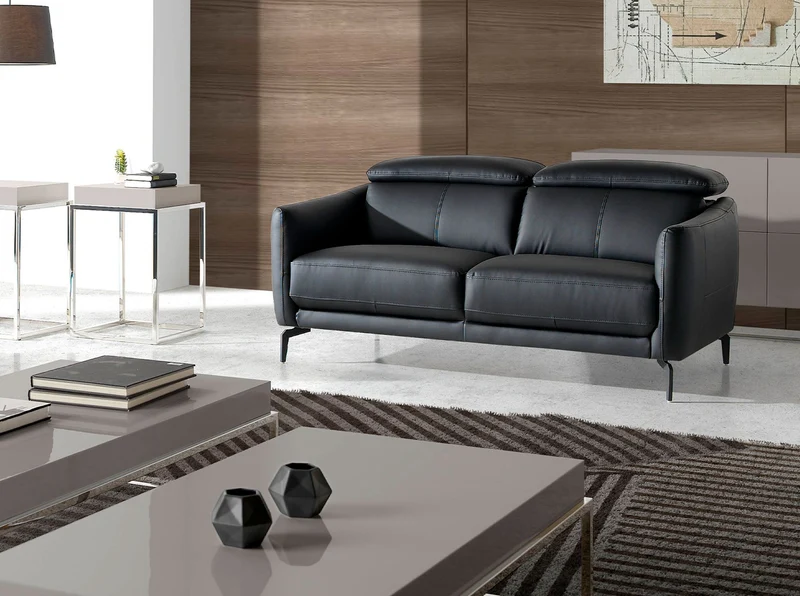 2-seater black leather sofa