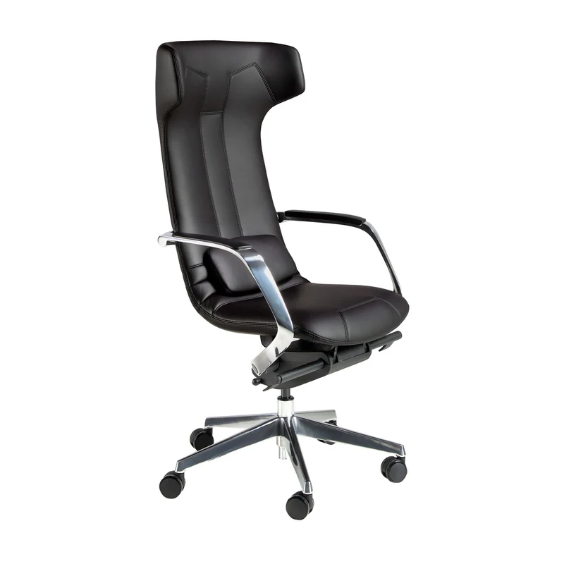 Swivel office chair in black faux leather