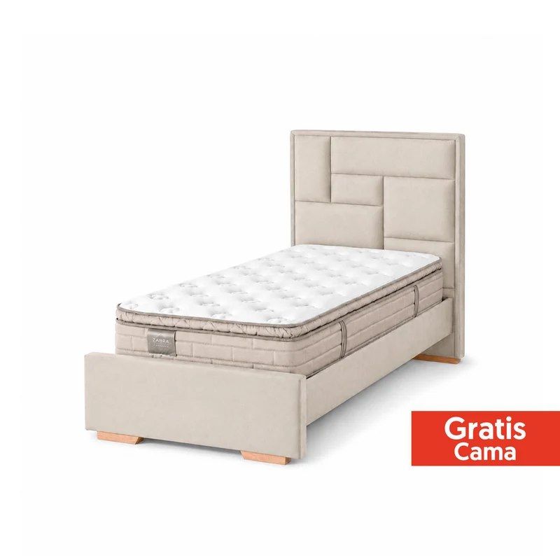Colchón Sencillo Aurora Pillow Top + Gratis Cama Beige