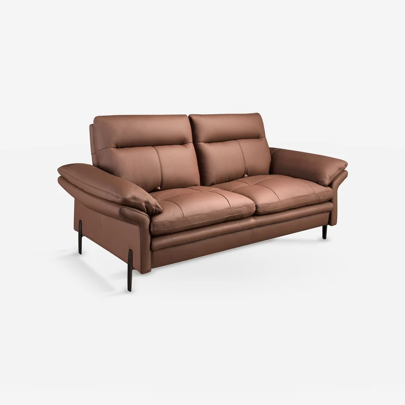 2-seater brown leather sofa