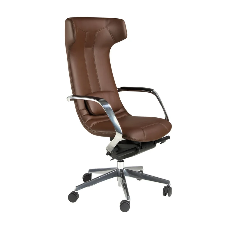 Brown leatherette swivel office chair