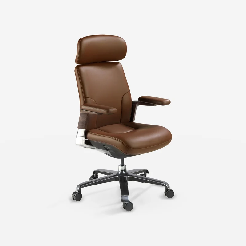 Brown leatherette swivel office chair
