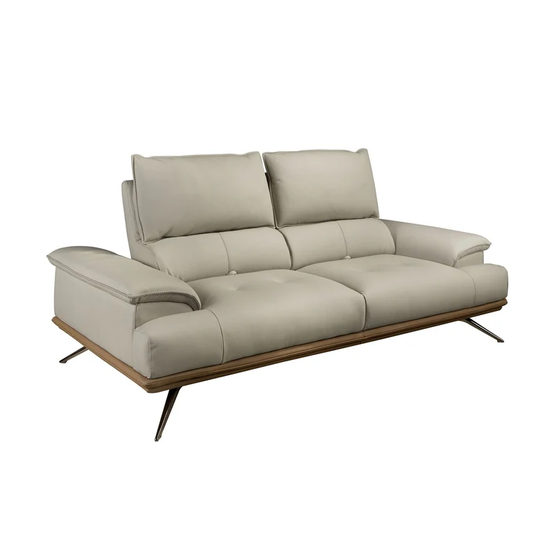 2-seater taupe leather sofa