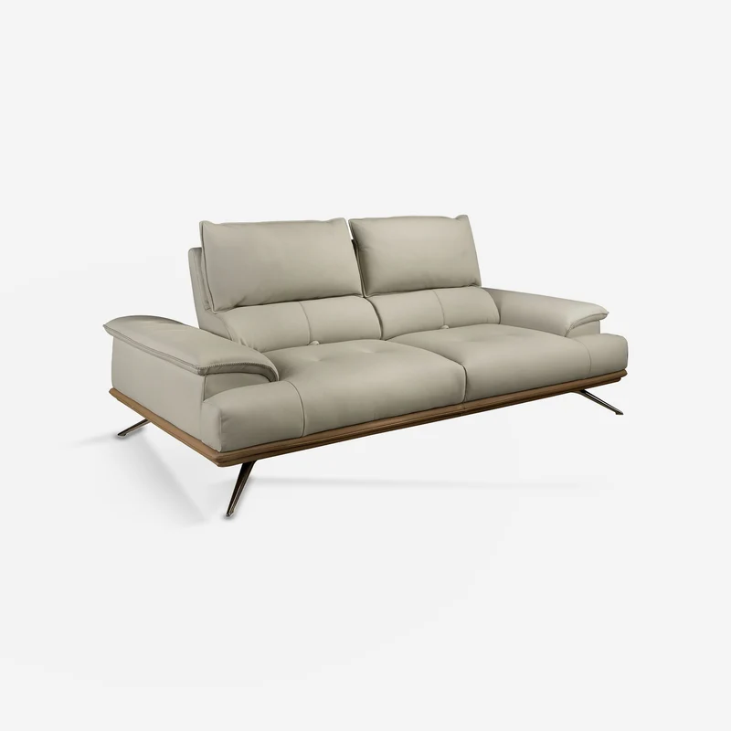 3-seater taupe leather sofa