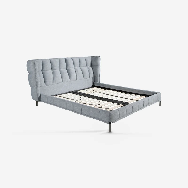 Light blue-grey fabric bed + bed base