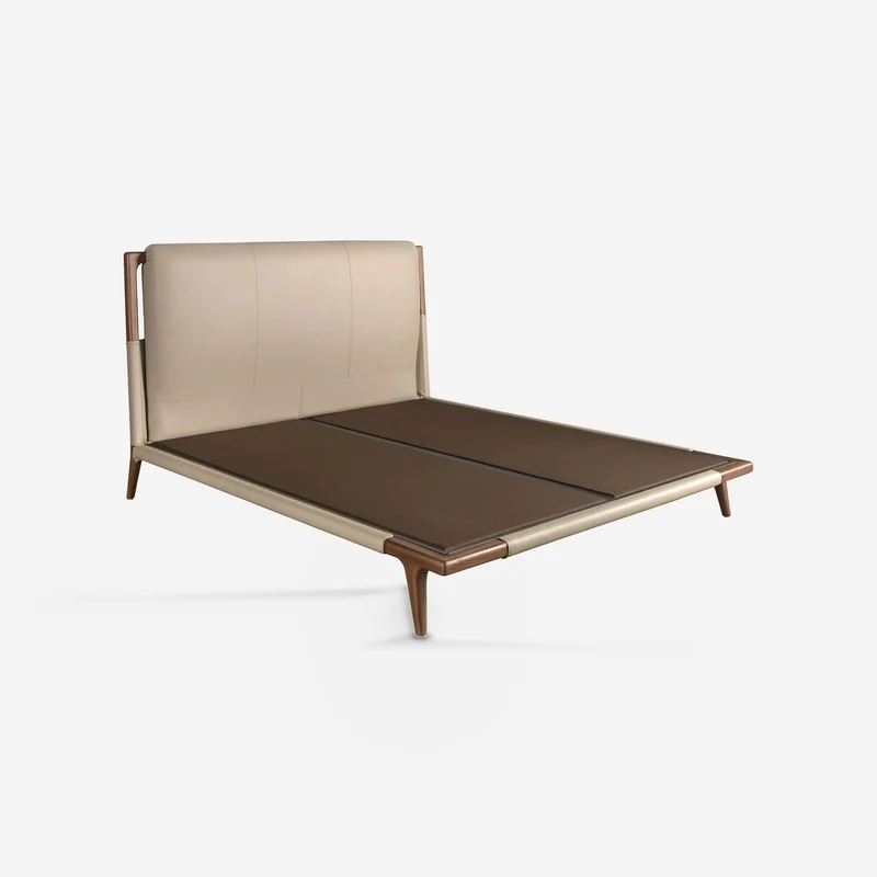 Mink-colored faux leather bed