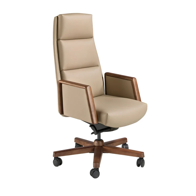 Swivel office chair in mink faux leather