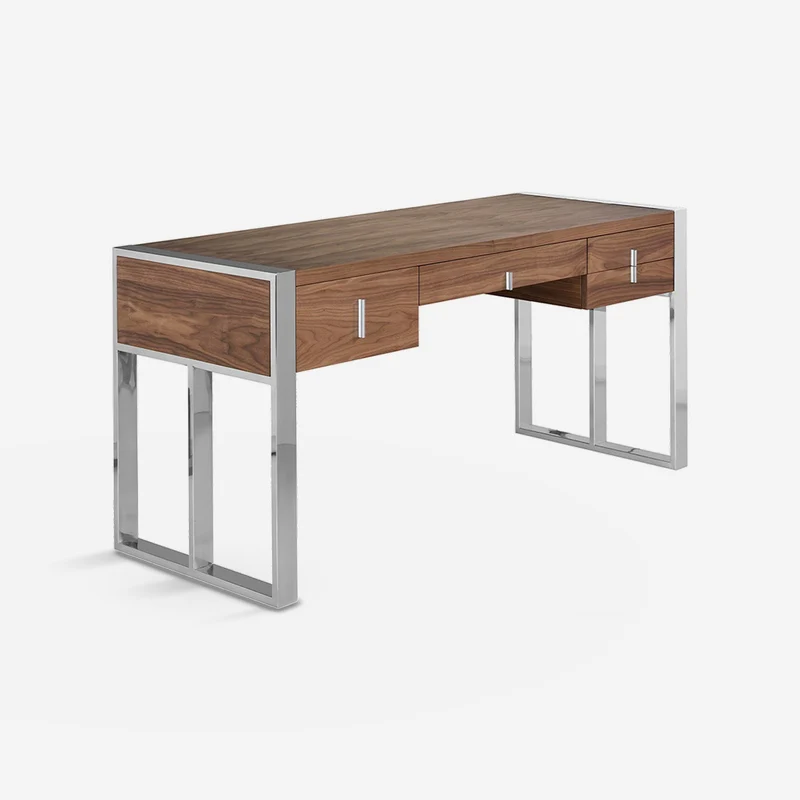 Walnut and chrome steel desk