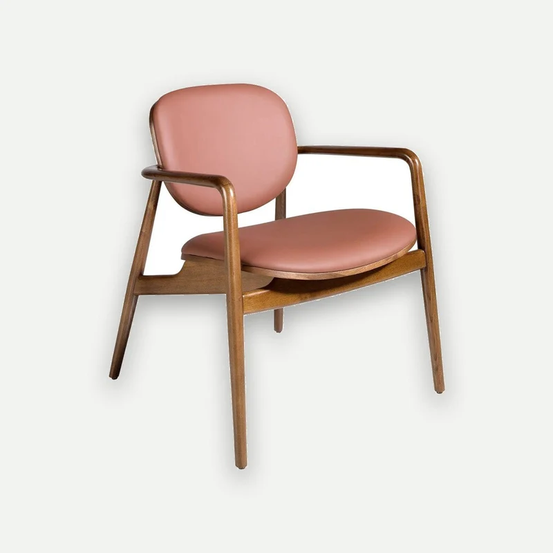 Brown and walnut leatherette armchair