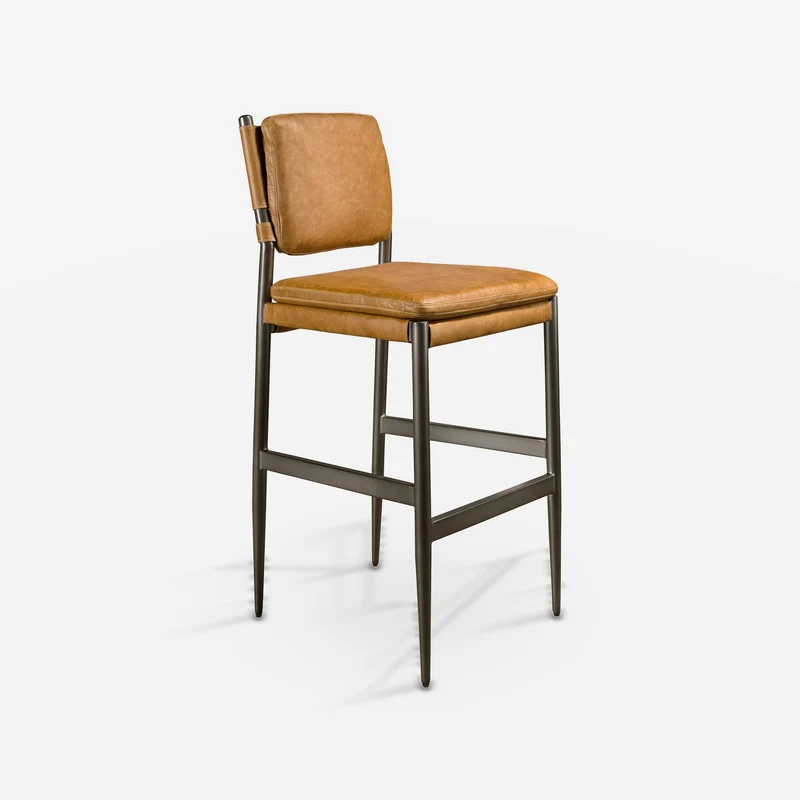 Brown leather stool