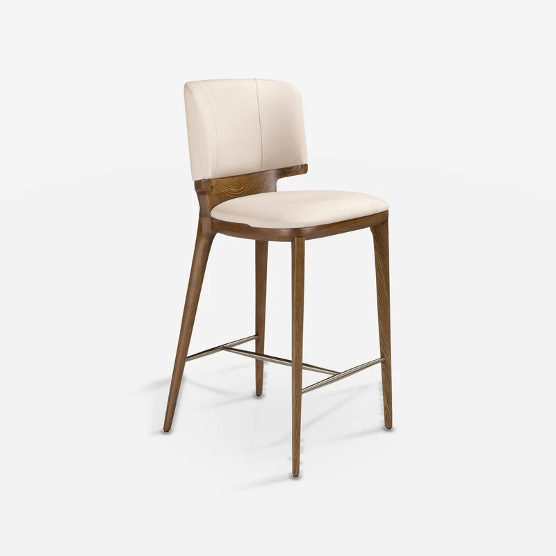 Cream faux leather stool