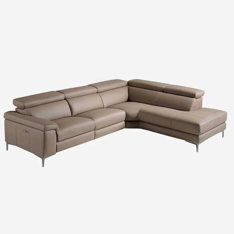 Relaxing right-hand chaise longue sofa in mink leather