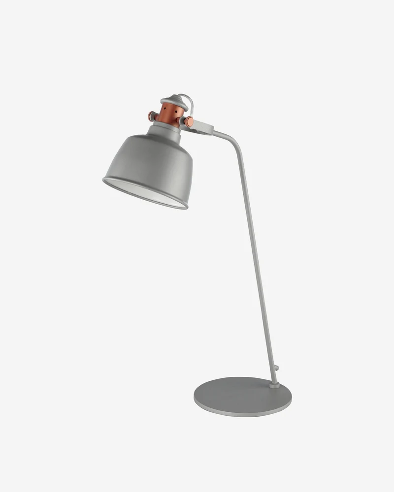 Table lamp in grey steel and bronze details