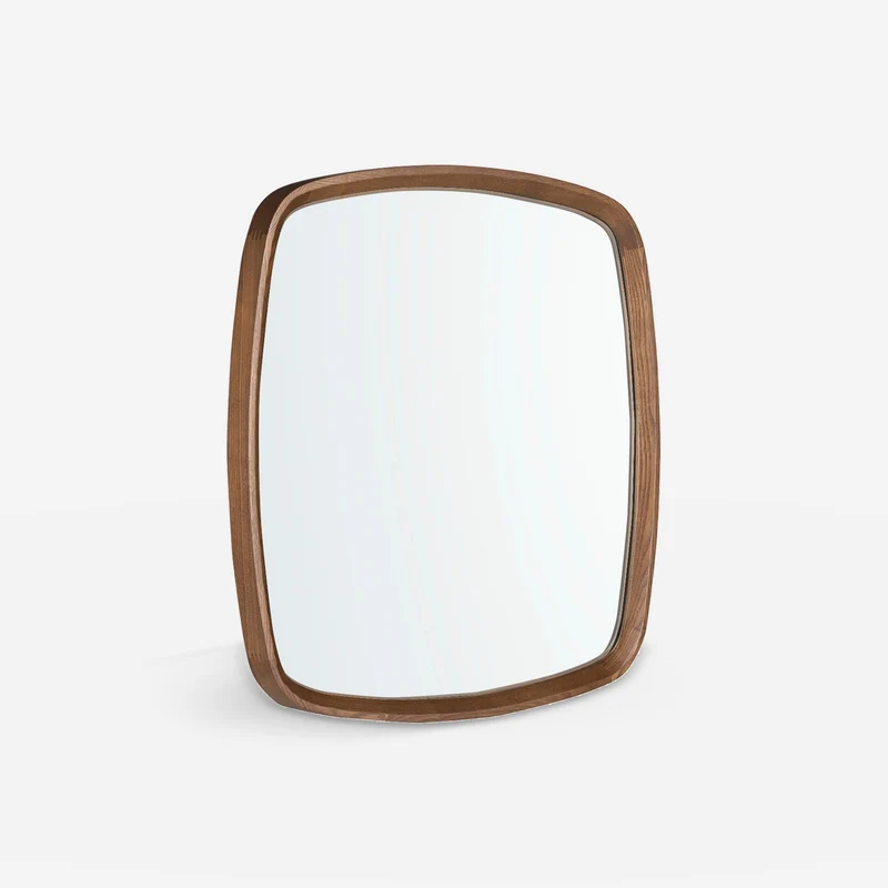 Square walnut wall mirror