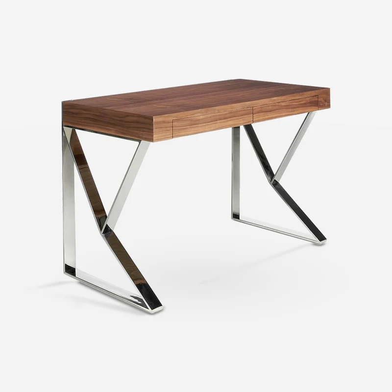Walnut and chrome steel desk