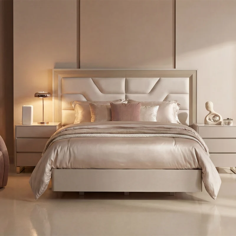 Combo Cama Doble Bulgari Eurolino Perla, Champaña + Colchón Infinit Pillow Top