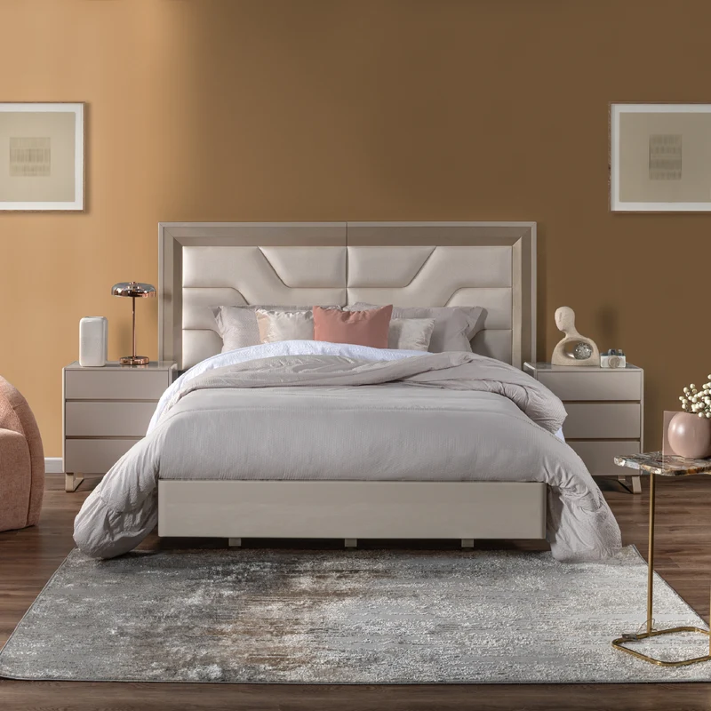 Combo Cama Doble Bulgari Eurolino Perla, Champaña + Colchón Infinit Pillow Top