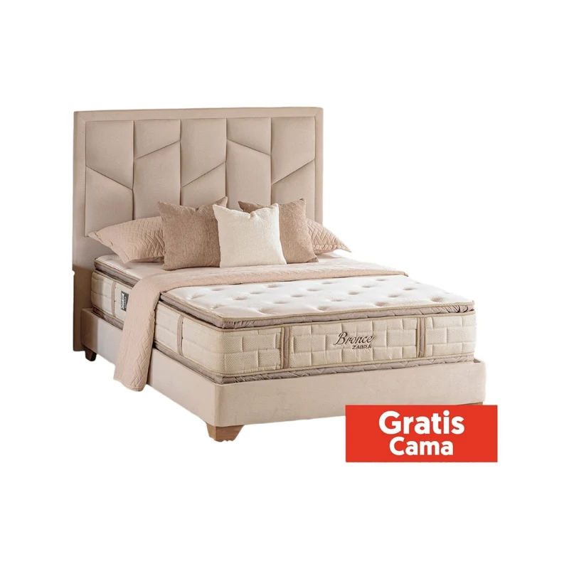 Colchón King Bronce Doble Pillow Top + Gratis Cama Beige