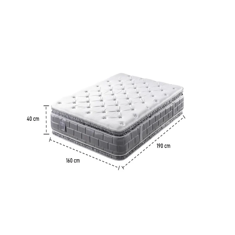 Colchón Queen Aurora Gris Doble Pillow Top (Garantía 15 Años)