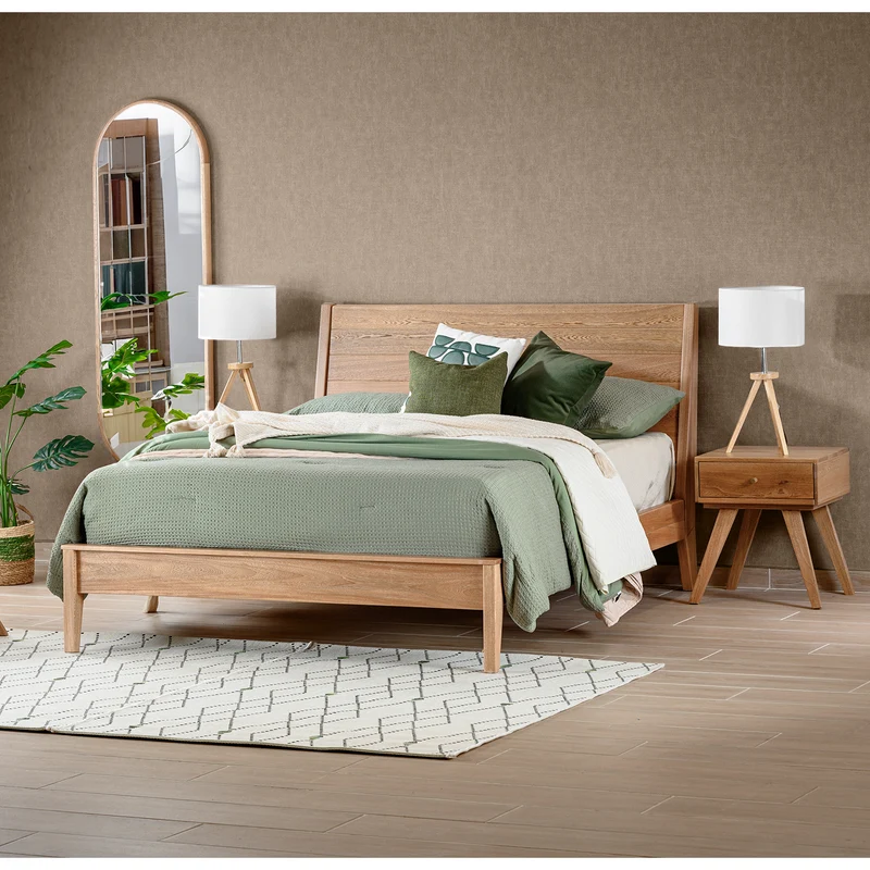 Combo Cama Doble Fox Natural + Colchón Lexus Pillow Top + Nochero Artemisa Natural
