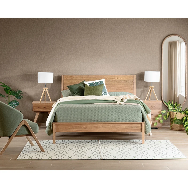 Combo Cama Doble Fox Natural + Colchón Lexus Pillow Top + Nochero Artemisa Natural