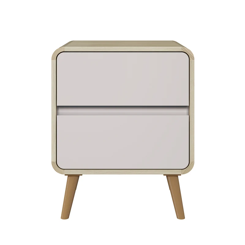 Mesa De Noche Brandon Natural, Taupe 2 Gavetas