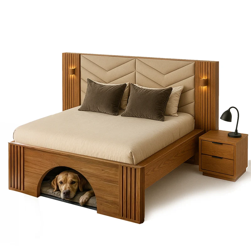 Combo Cama Doble Gael Marfil, Natural + Colchón Renacer Pillow Top