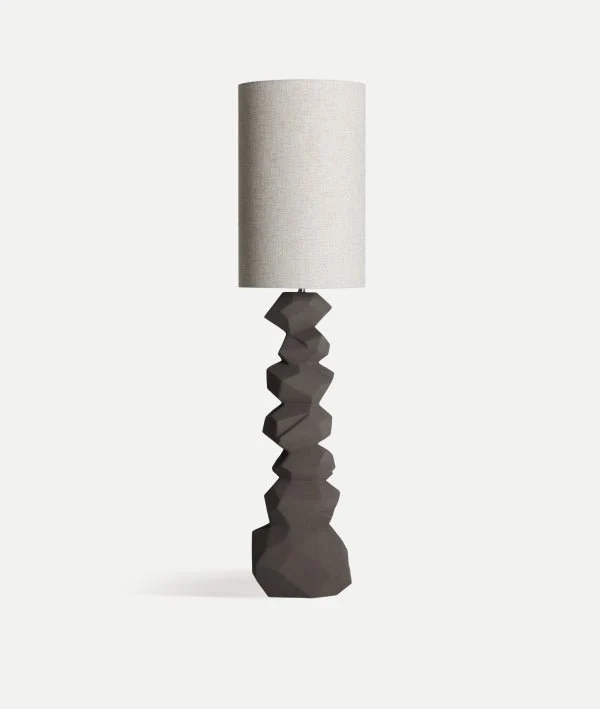 PEDRA FLOOR LAMP: sculptural solidity and natural texture