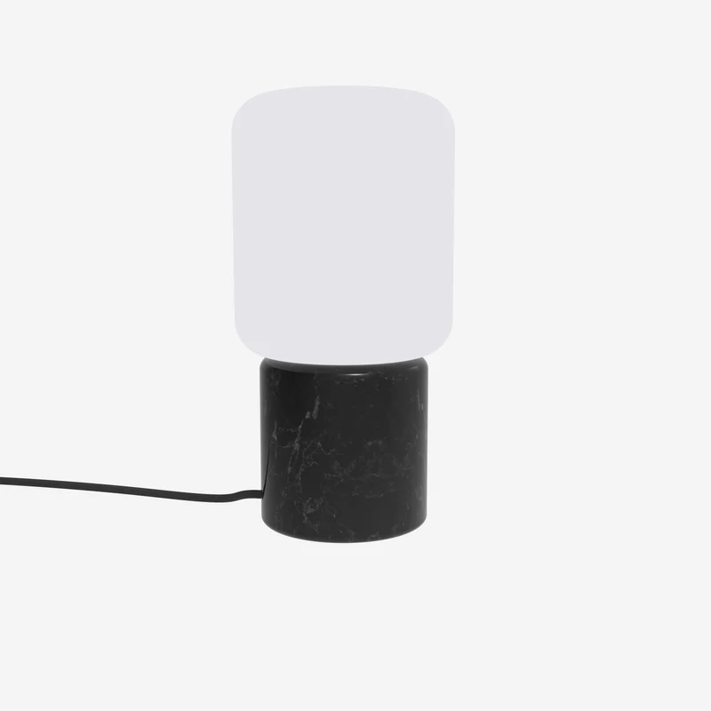 Remi Table Lantern Lamp - Black Marble