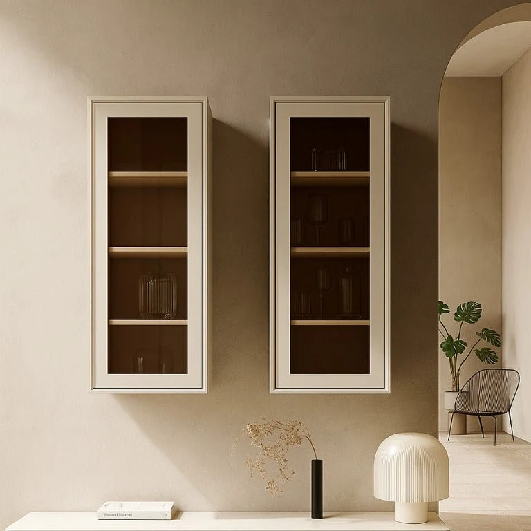 Custom-made lacquered wooden suspended wardrobe module - Libra