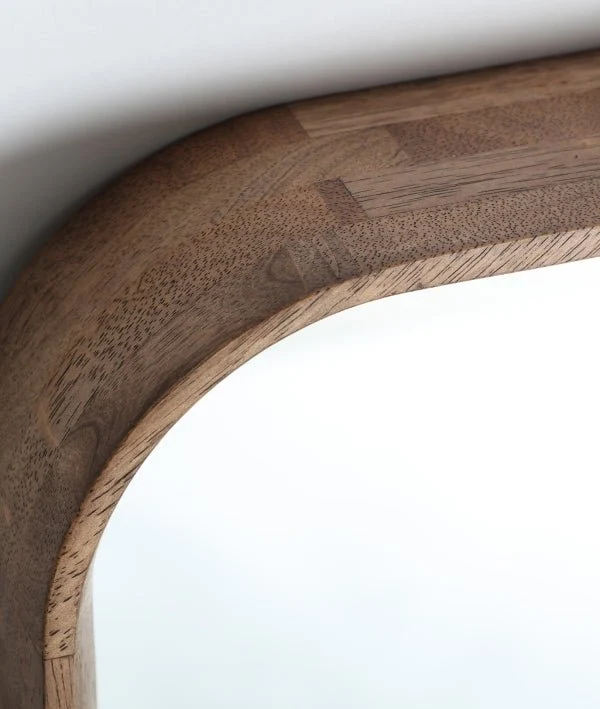 LUBECA brown mirror in classic rubberwood reimagined, modern and timeless